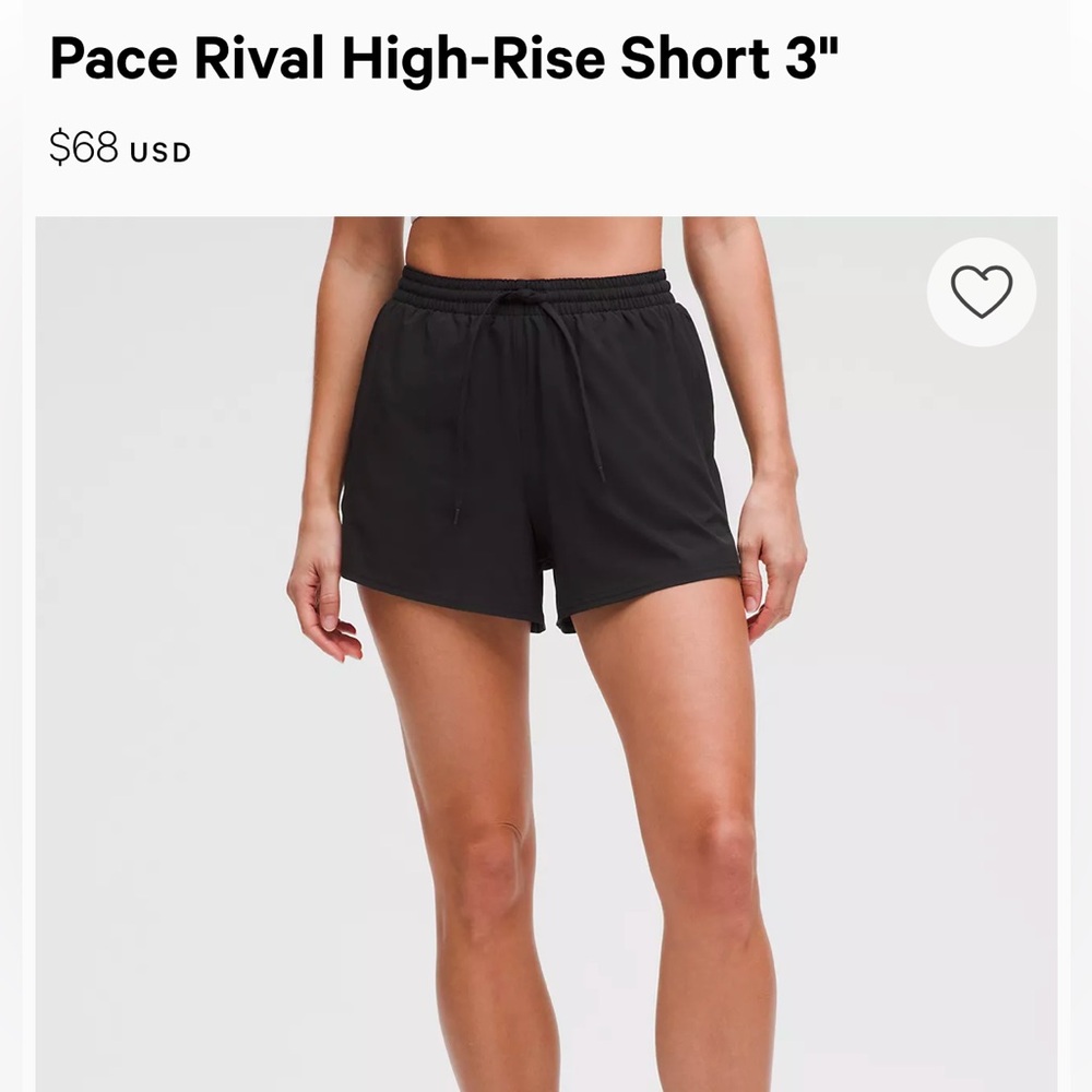 Lululemon Pace Rival High-Rise Short 3"